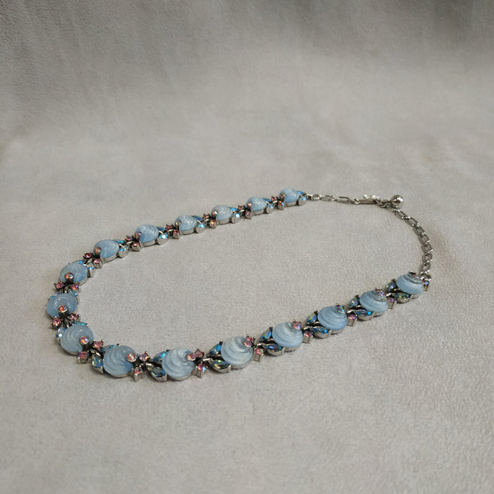 Vintage Trifari Cornflower Blue Berry Necklace