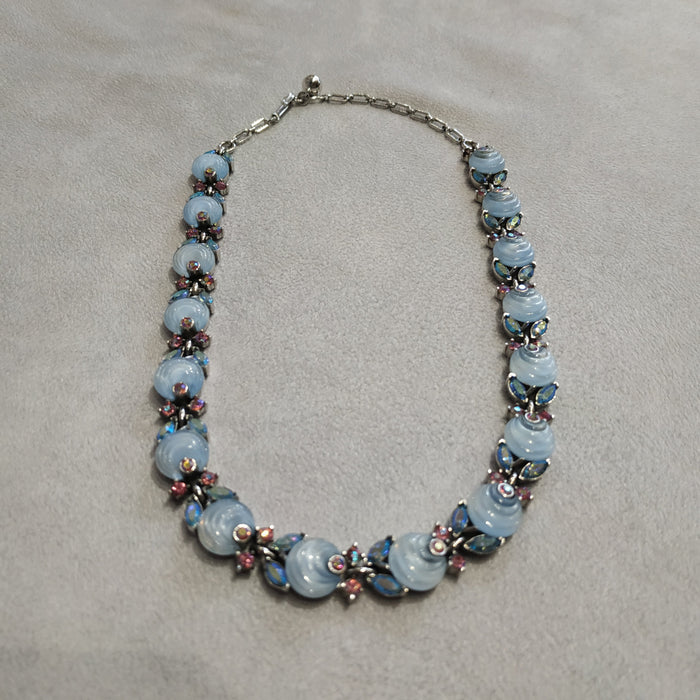 Vintage Trifari Cornflower Blue Berry Necklace