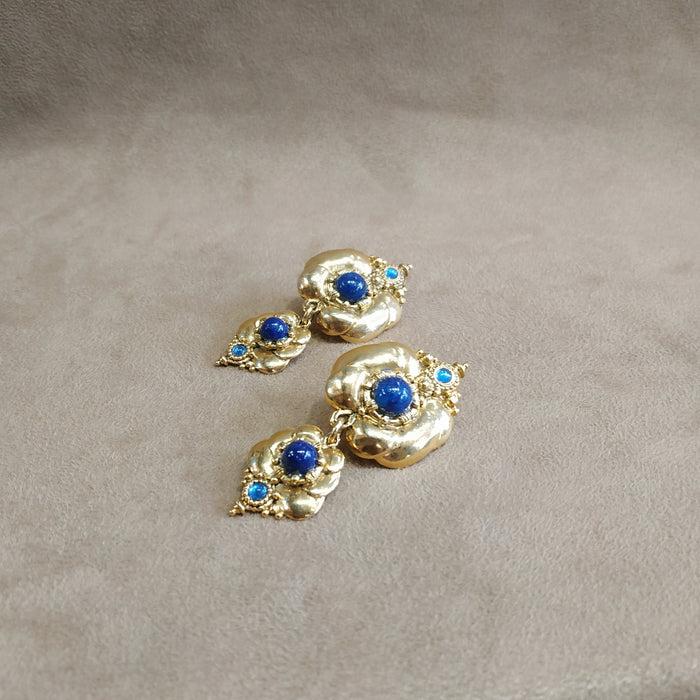 Vintage Lapis Drop Statement Earrings by Abbey Road