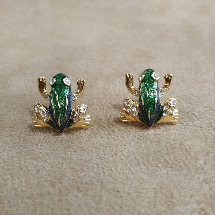 Vintage small green frog studs