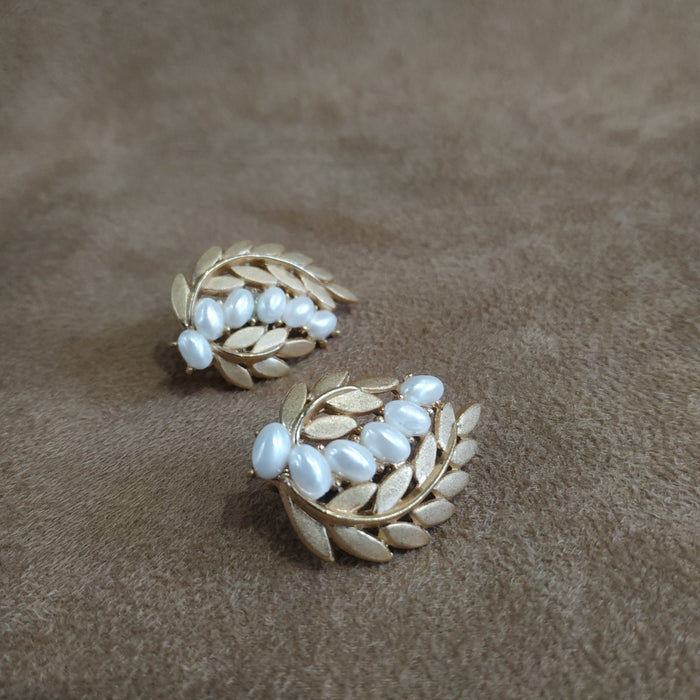 Reserved:Trifari Pearl Leafy Pearl Vintage Earrings