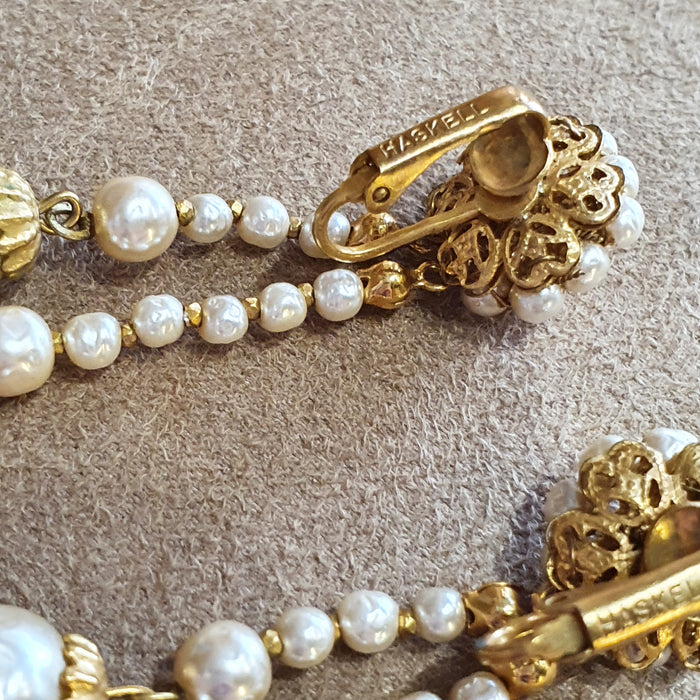 Miriam Haskell Pearl Gold Chandelier earrings