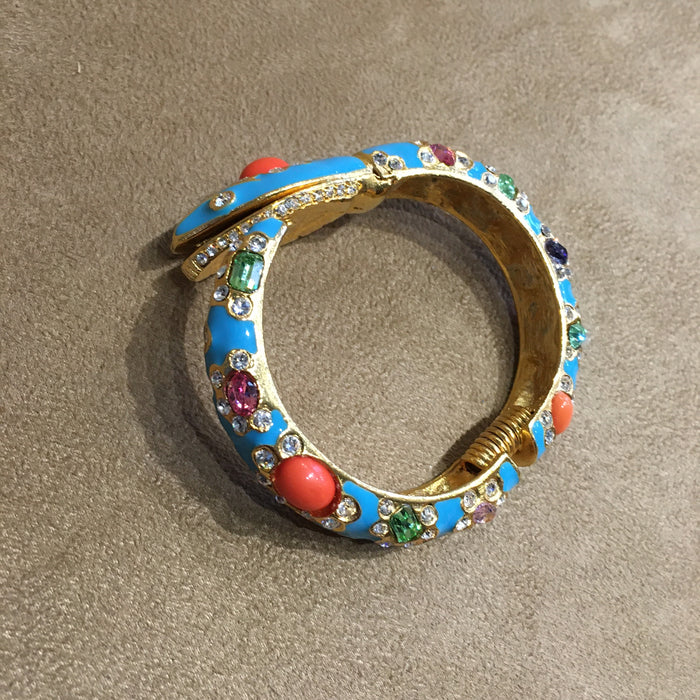 Kenneth Jay Lane Jewelled Turquoise Snake Bracelet