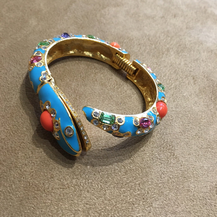 Kenneth Jay Lane Jewelled Turquoise Snake Bracelet