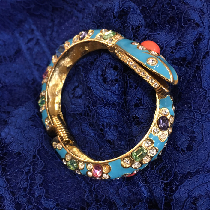 Kenneth Jay Lane Jewelled Turquoise Snake Bracelet