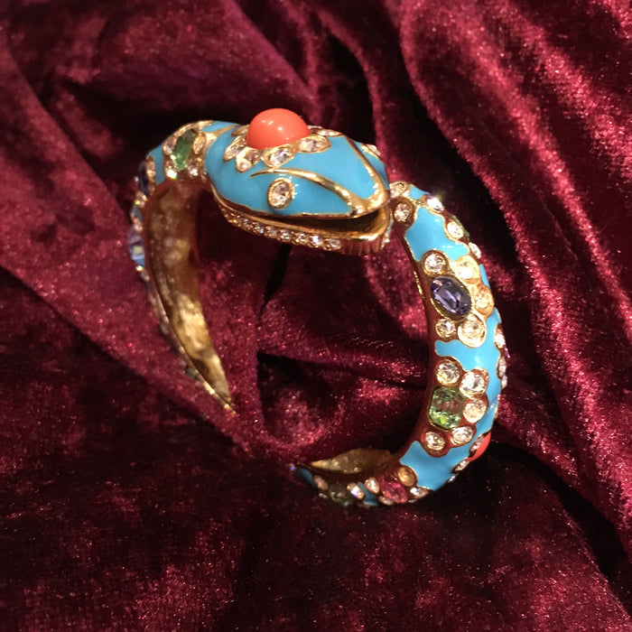 Kenneth Jay Lane Jewelled Turquoise Snake Bracelet