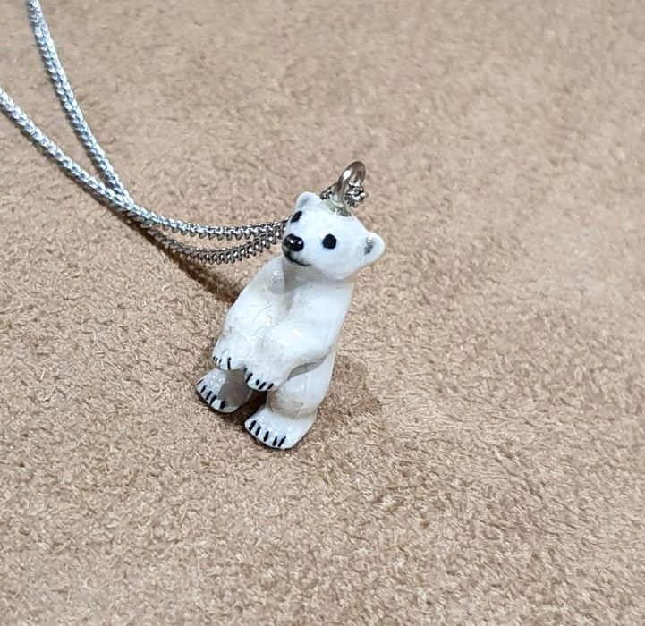 Baby Polar Bear Pendant Necklace by And Mary