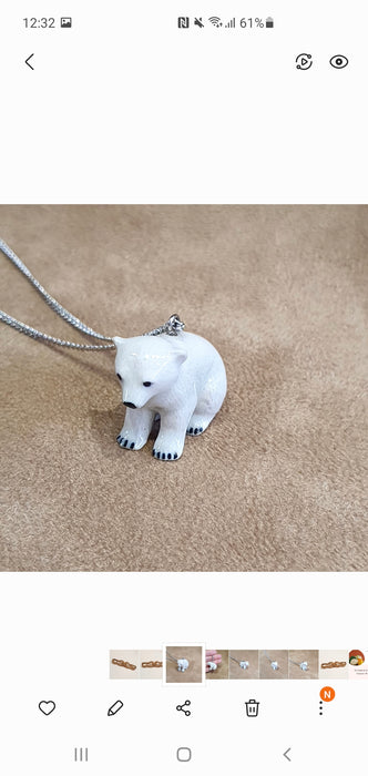 Polar Bear Pendant Necklace by And