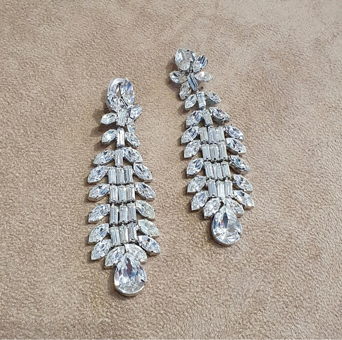 Vintage Crystal Chandelier Earrings with baguettes