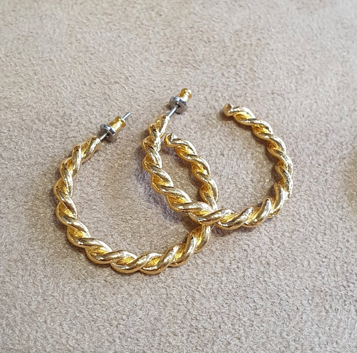 Medium Hoop Earrings Vintage Gold Plated