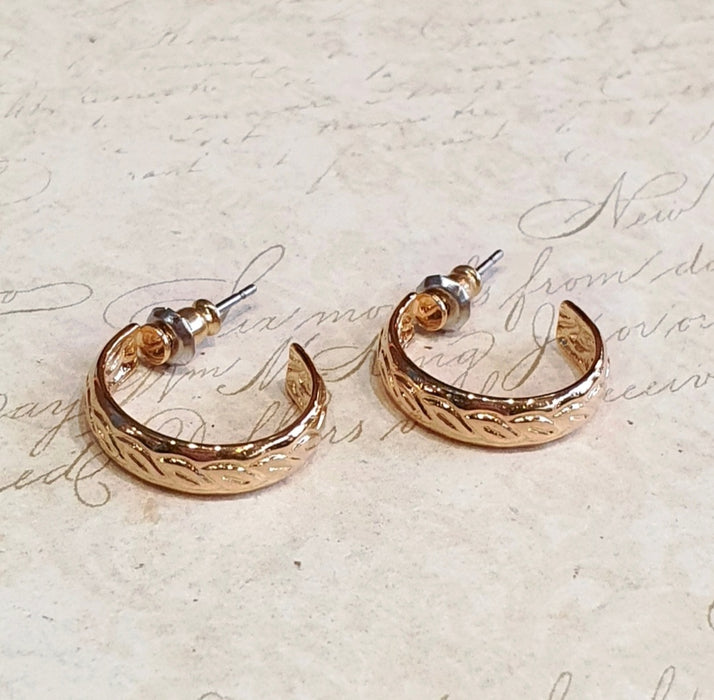 Small Hoop Earrings Vintage Gold Plated