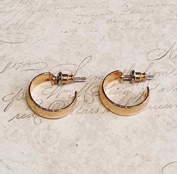 Small Hoop Earrings Vintage Gold Plated