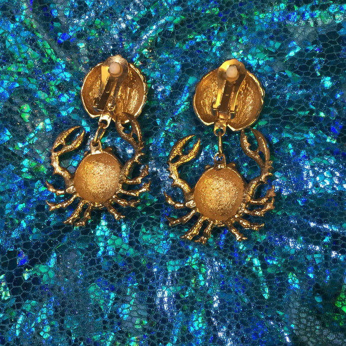 Blue enamel crab sealife earrings - The Hirst Collection