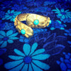 Vintage 70s turquoise clamper bracelet by Exquisite - The Hirst Collection