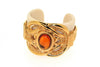 Vintage Escada Bracelet Large Statement Cuff Gold Cream and Amber Glass Stone - The Hirst Collection
