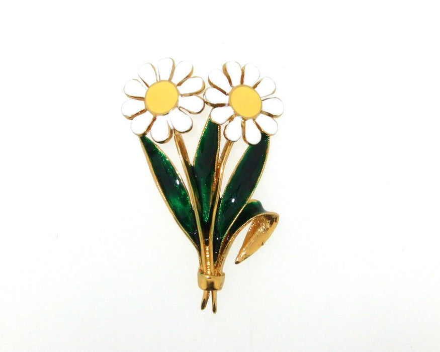 Daisy Brooch White Enamel flowers - The Hirst Collection