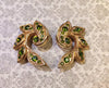 Vintage Christian Lacroix Earrings Gold Olive Green Crystal Clip on - The Hirst Collection