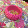 Pink floral wide bangle like Celluloid - The Hirst Collection