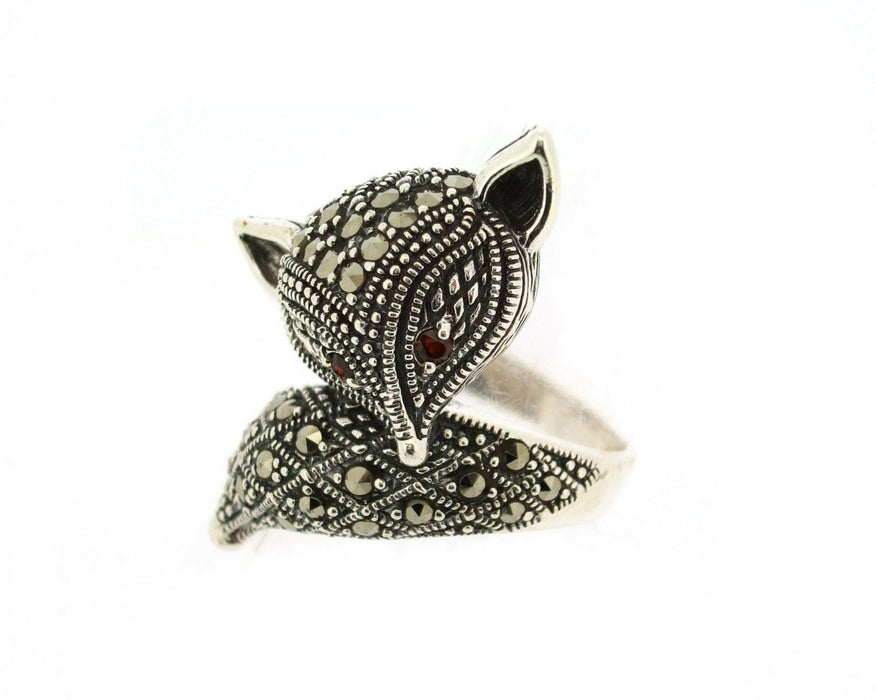 Art Deco Fox Ring Silver Marcasite - The Hirst Collection