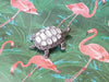 Tortoise Silver Brooch Pin in Mother of Pearl Marcasite - The Hirst Collection