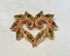 Christian Lacroix Brooch Gold Olive Green Crystal Vintage - The Hirst Collection