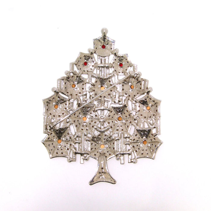 Silver and Red Christmas Tree Brooch by Cristobal London - The Hirst Collection