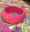 Pink floral wide bangle like Celluloid - The Hirst Collection