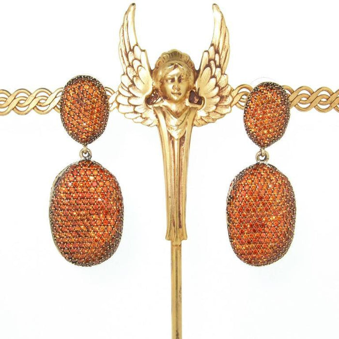 Amber Crystal Pebble Designer Earrings by JCM - The Hirst Collection