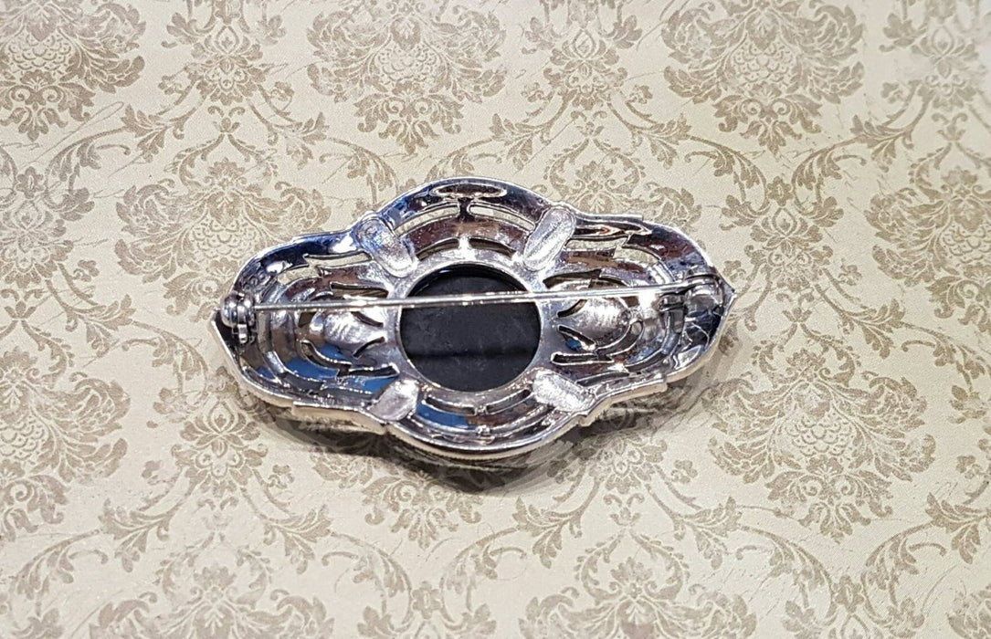 Black Onyx Brooch Art Deco Style - The Hirst Collection