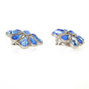 Vintage Yves Saint Laurent Earrings Silver and Blue Crystal Clip Ons - The Hirst Collection