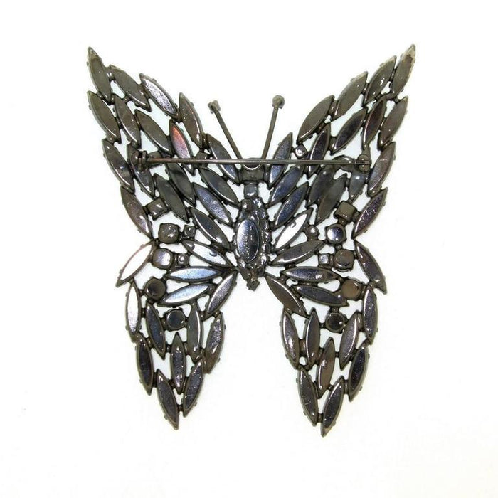 Large Blue Butterfly brooch by Cristobal London in Crystal - The Hirst Collection