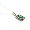 Art Deco Pendant Green Emerald Necklace Silver Marcasite Cubic Zirconia - The Hirst Collection