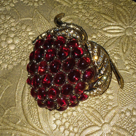 Vintage Large Rasberry Brooch by Ciner - The Hirst Collection