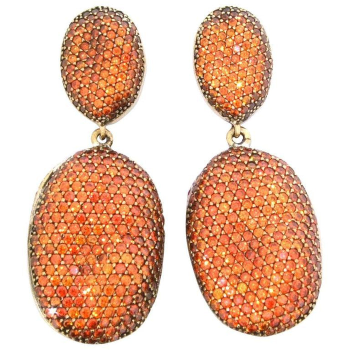 Amber Crystal Pebble Designer Earrings by JCM - The Hirst Collection