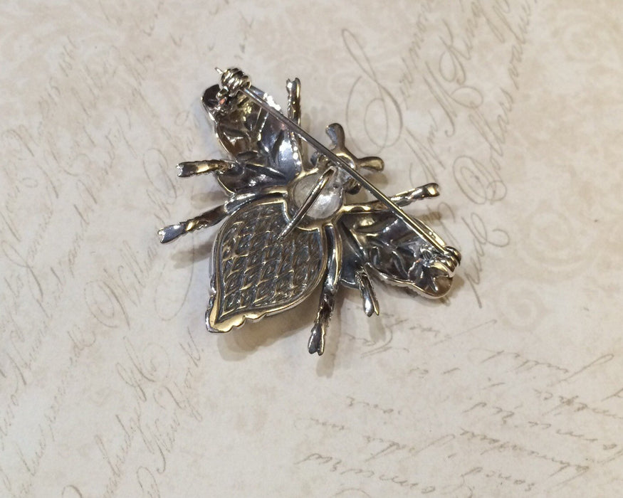 Bee Mother of Pearl Brooch Silver Marcasite - The Hirst Collection