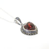 Red Heart Pendant Necklace Silver Marcasite on chain - The Hirst Collection