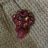 Pink crystal vintage brooch with triple drop - The Hirst Collection