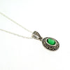 Emerald crystal silver Marcasite oval pendant - The Hirst Collection