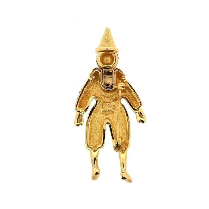 Vintage Christian Dior Clown Brooch Gold Crystal - The Hirst Collection