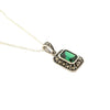 Art Deco Pendant Green Emerald Necklace Silver Marcasite Cubic Zirconia - The Hirst Collection