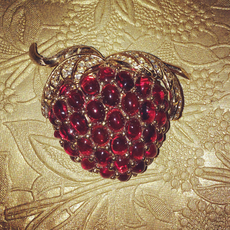 Vintage Large Rasberry Brooch by Ciner - The Hirst Collection