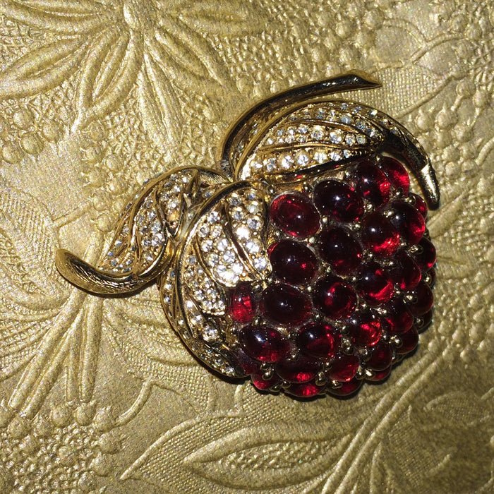 Vintage Large Rasberry Brooch by Ciner - The Hirst Collection