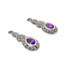 Amethyst silver Marcasite plait oval Earrings - The Hirst Collection