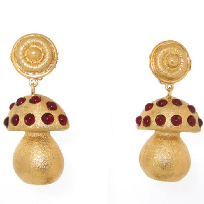 Toadstool Earrings with red glass - The Hirst Collection