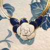 Balenciaga Necklace Navy Blue and  White Enamel - The Hirst Collection