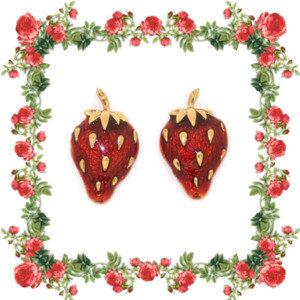 Red Strawberry and Gold Earrings - The Hirst Collection