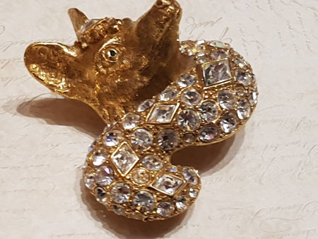 Christian Dior Fox Brooch Vintage Large Gold Crystal Statement - The Hirst Collection