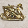 Kirks Folly Swan Princess Cherub on Sleigh Brooch - The Hirst Collection