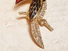 Touch Brooch Red Black Enamel Crystal Gold by Sardi - The Hirst Collection