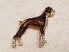 Large Boxer Dog Brooch Brown Enamel Crystal By Sardi - The Hirst Collection